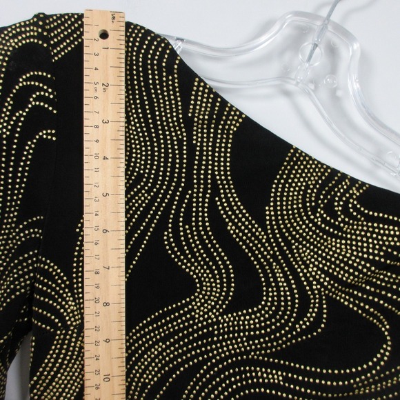 Cache One Shoulder Top Blouse Women S Black Gold Sequins Vtg Going Out y2k 244 - Picture 9 of 14